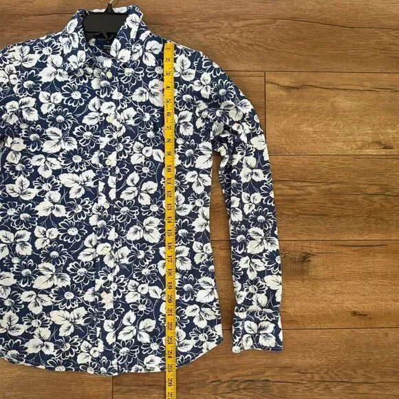 NWOT Polo Ralph Lauren Womens Floral Cotton Knit Oxford Shirt Navy White Medium - Picture 14 of 14